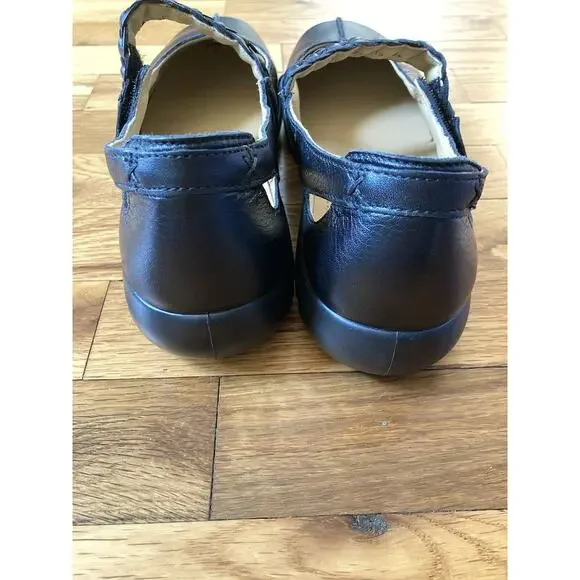 Hotter SHAKE Mary Jane Flats Womens Size 10 Black Leather Woven Strap England - Picture 4 of 8